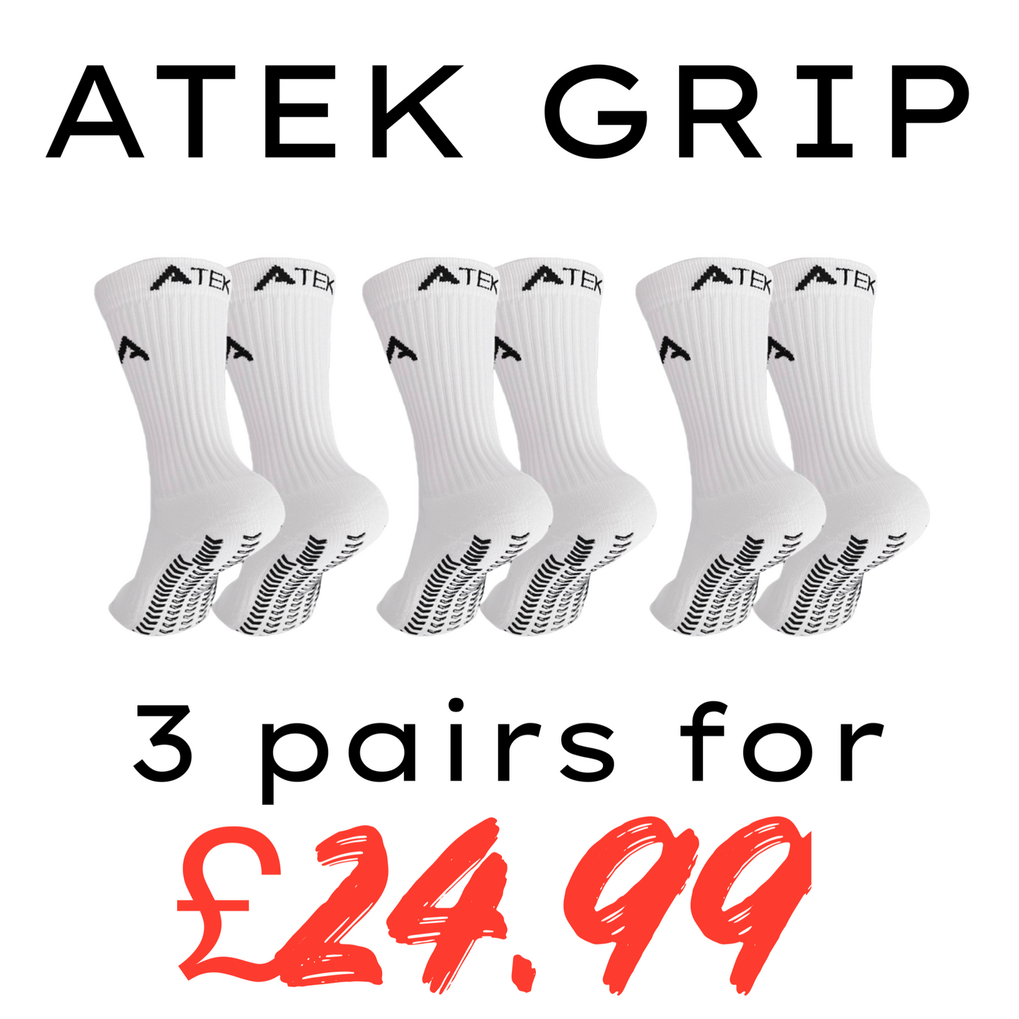 ATEK 3.0 GAME Grip - White - Adult - 3 Pairs for £24.99