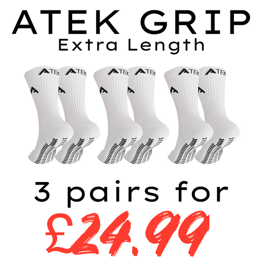 ATEK 3.0 GAME Grip - White - Adult (EXTRA LENGTH) 3 Pairs for £24.99