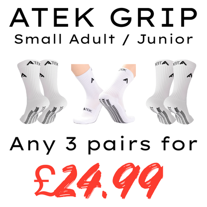 ATEK GAME Grip 3.0 - White - Small Adult/Junior - 3 Pairs for £24.99