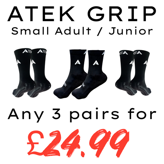 ATEK GAME Grip 3.0 - BLACK - Small Adult/Junior - 3 pairs for £24.99