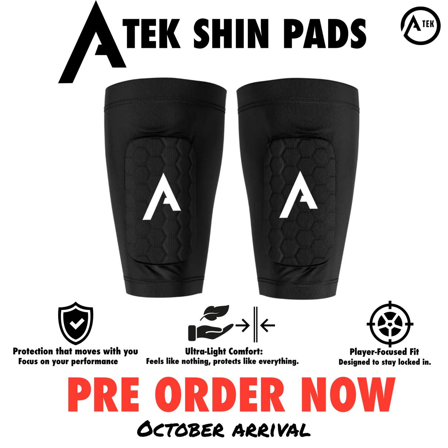 ATEK BUILT-IN SHIN PAD SLEEVES - TWO SIZES